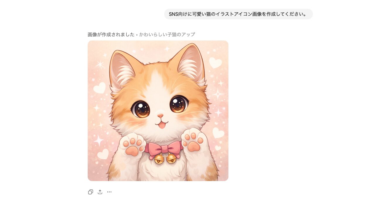 ChatGPTの画像生成活用:DALL-E 3によって作成されたSNSアイコン用のかわいい猫のイラスト