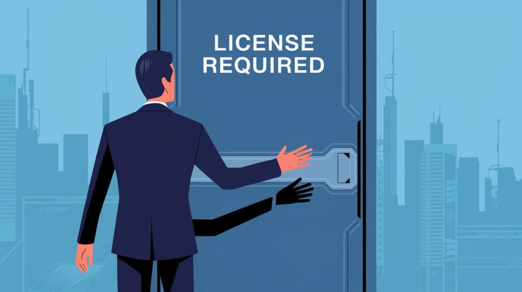 扉にLICENSE REQUIREDと書いている画像(Ideogram 2.0生成)