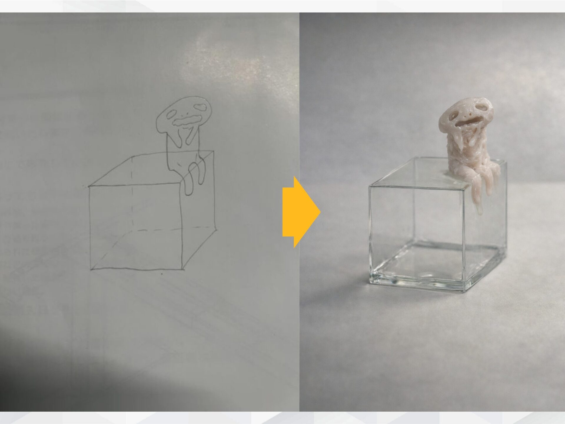 ChatGPT「Images」の活用事例：手描きの簡単な線画スケッチを読み込ませ、リアルな質感のフィギュア風画像に変換したビフォーアフター