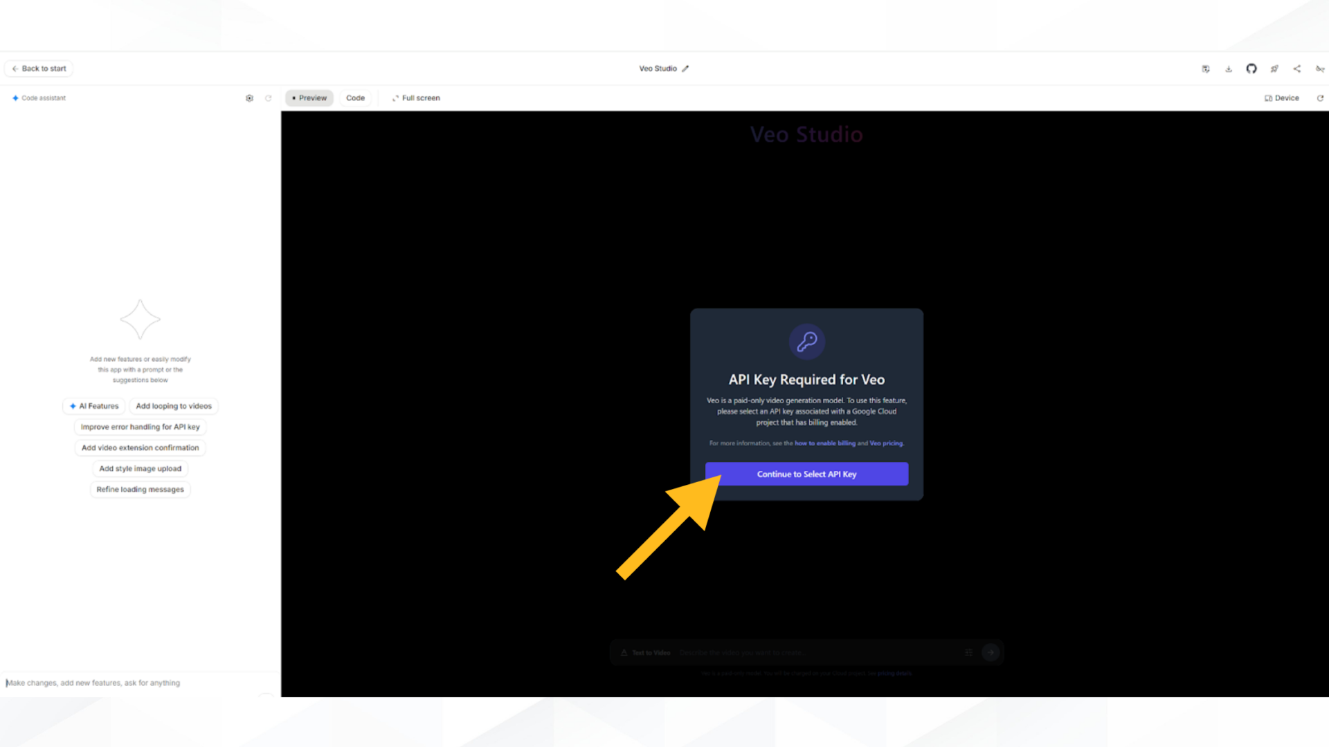 Google AI StudioのAPIキーを取得する方法(ステップ3：作成したAPIキーを設定する-「Continue Create API Key」 を選択)