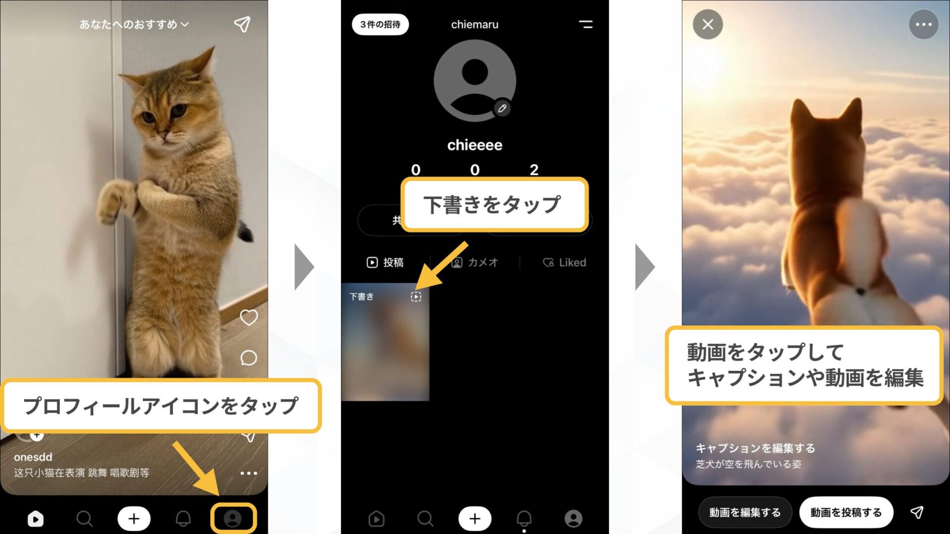 「Sora2」とSNSアプリ「Sora」の使い方(SNSアプリ「Sora」をiPhoneで使用する方法-ステップ3_好きなプロンプトを入力し、好きな動画を生成-生成された動画を確認・編集)