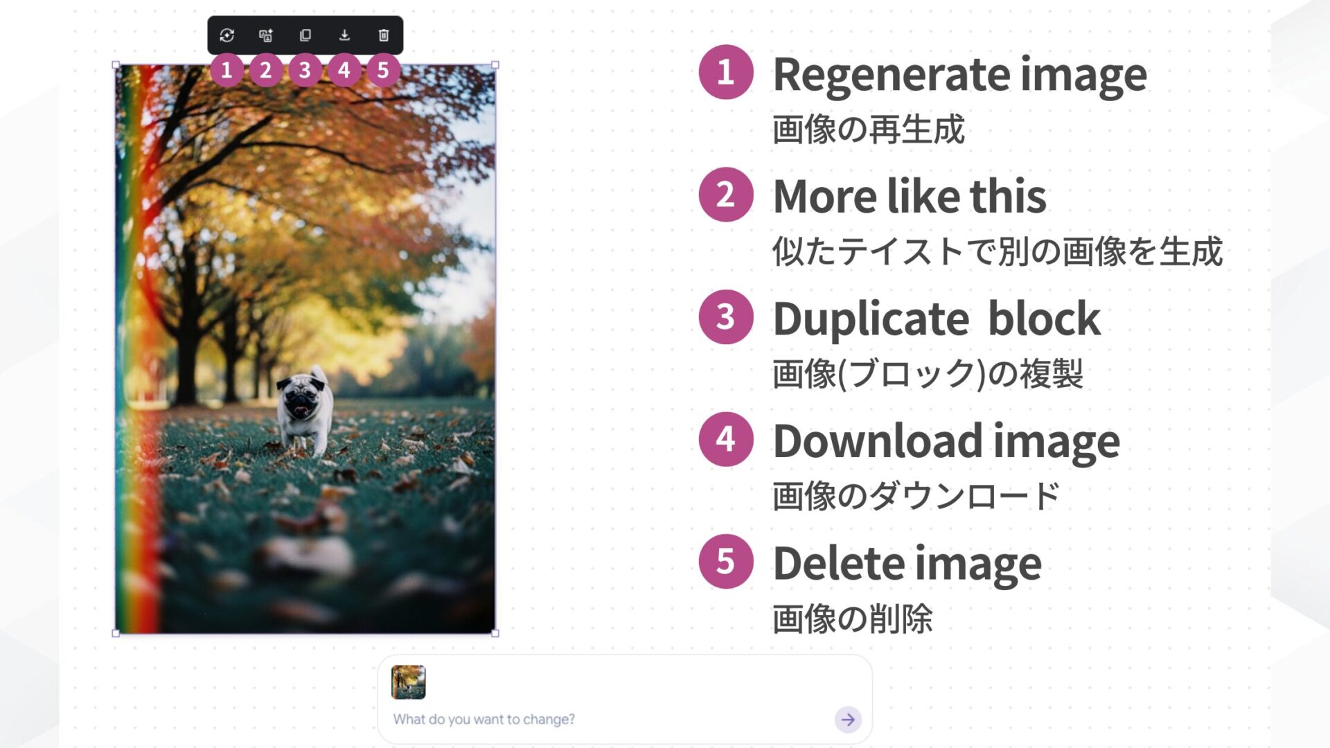 Google Mixboardで画像を選択した際の表示を示す図解