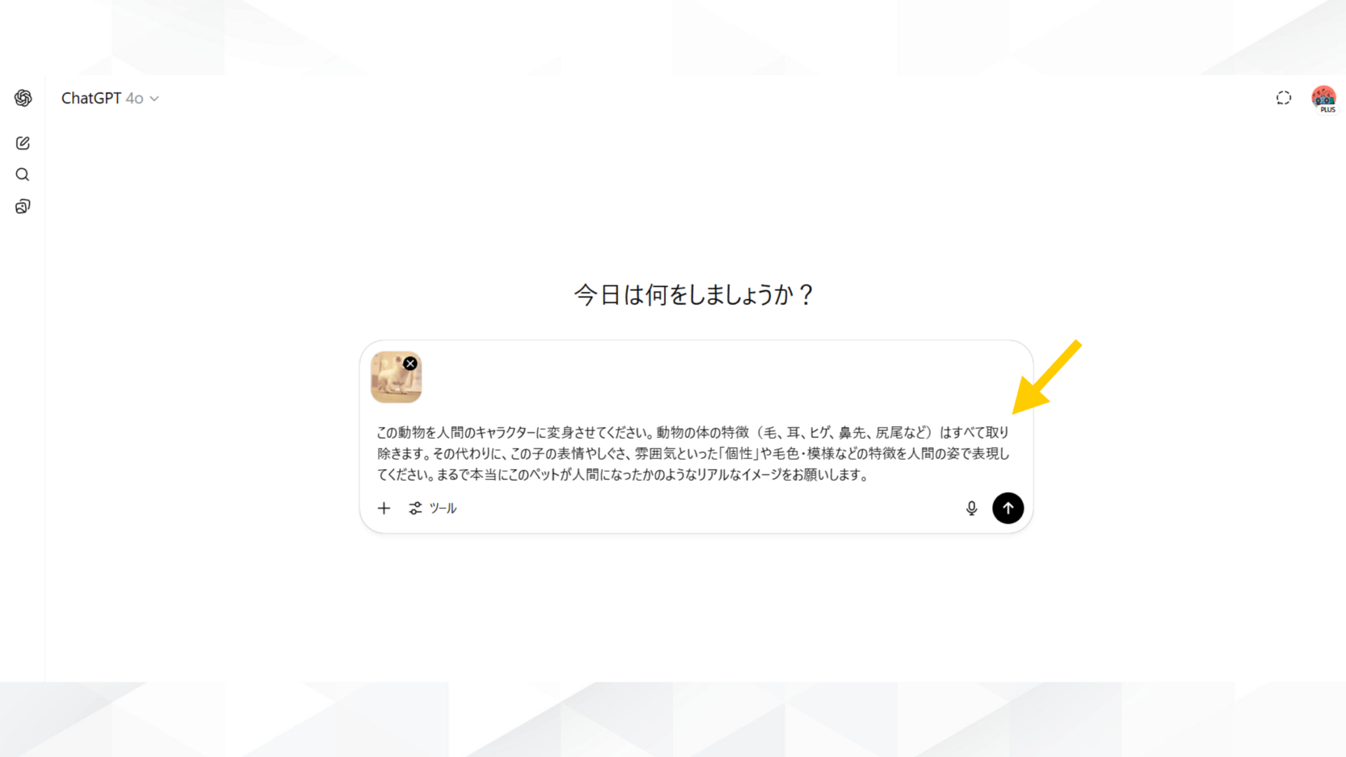 【3ステップ】ペットの擬人化画像をChatGPTで作成する方法!(プロンプトを入力する)