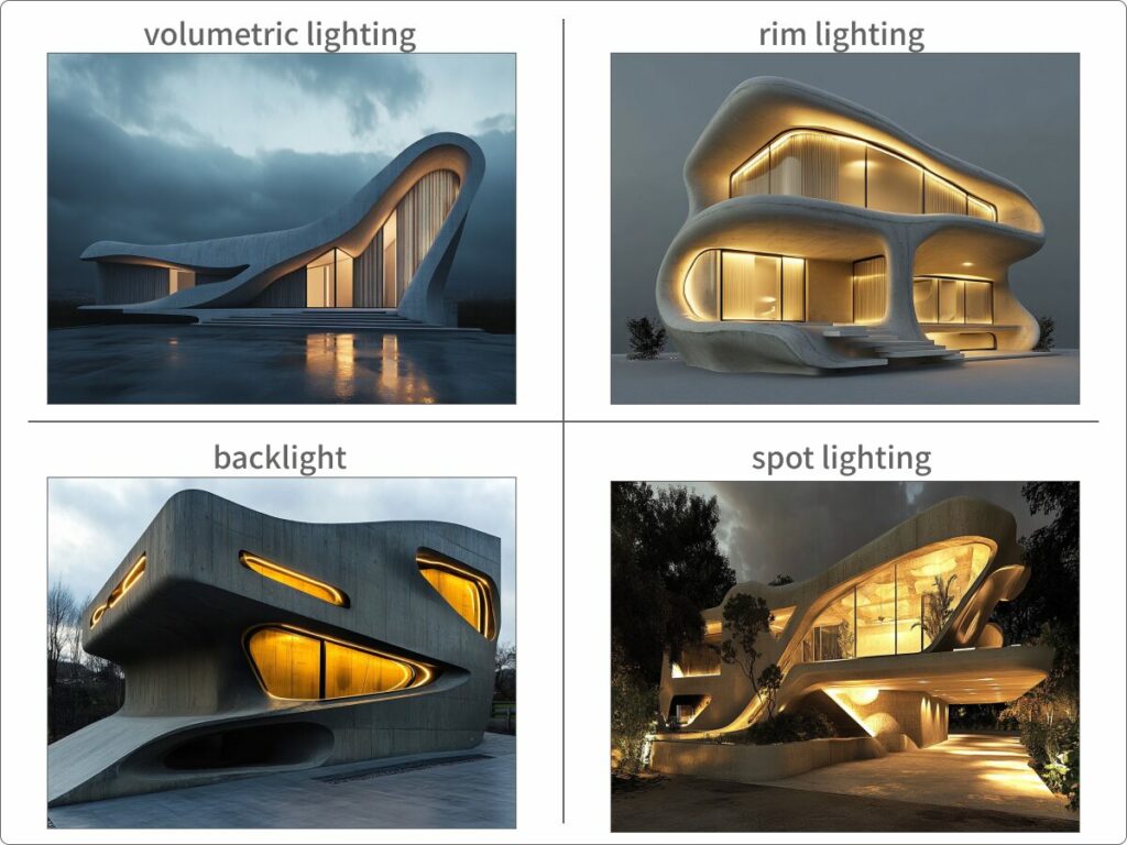光の効果に関するワードで生成した画像例