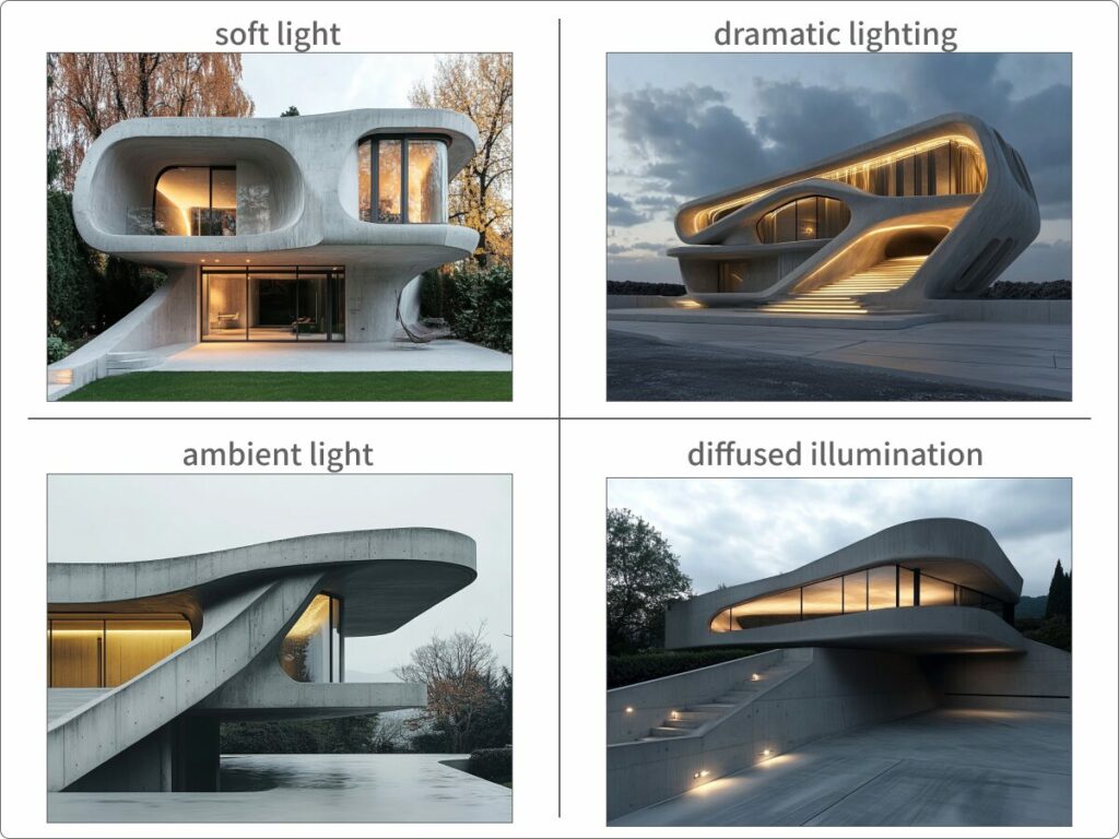 光の質に関するワードで生成した画像例