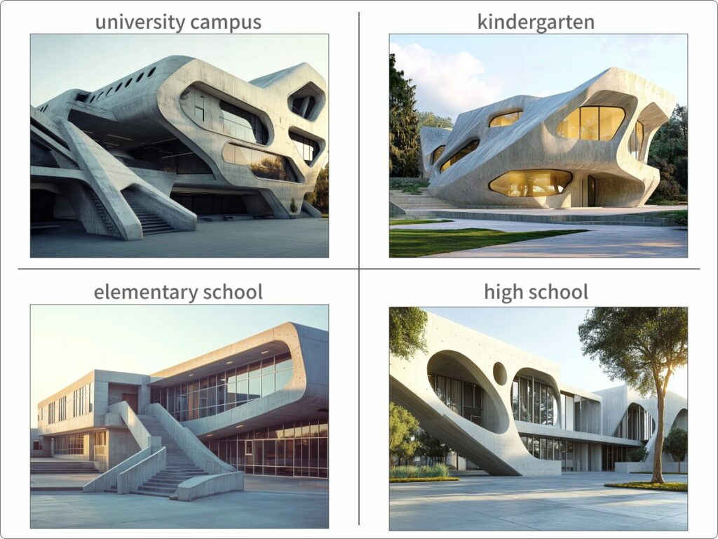 教育施設のワードで生成した画像例