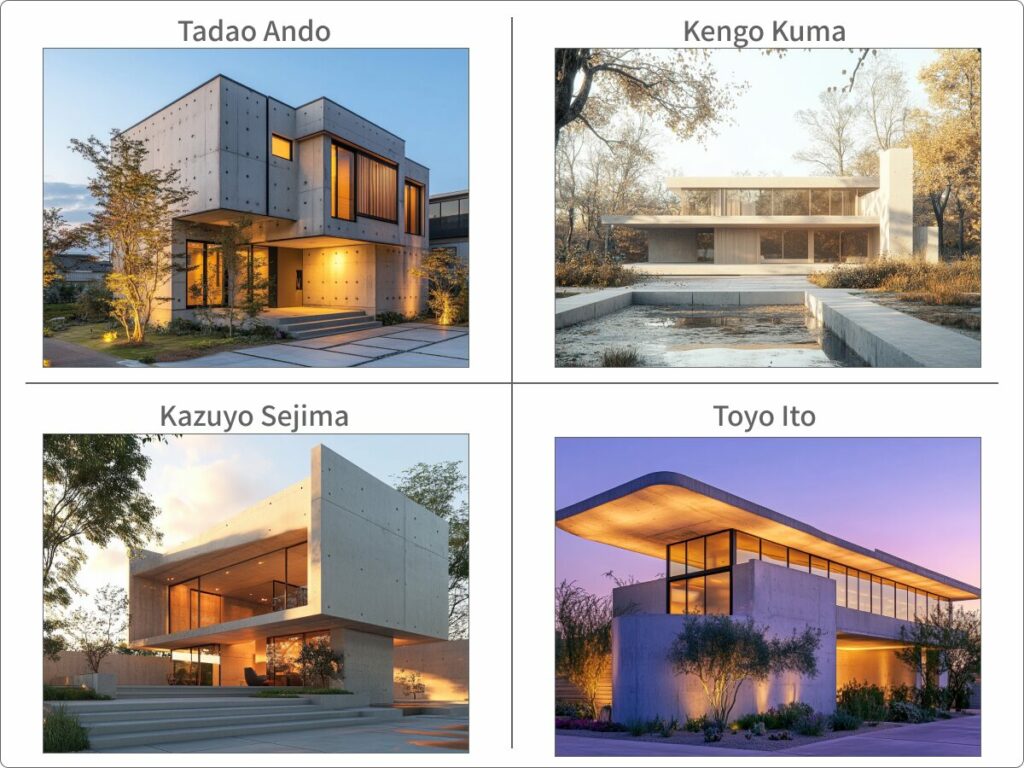 日本の建築家のワードで生成した画像例