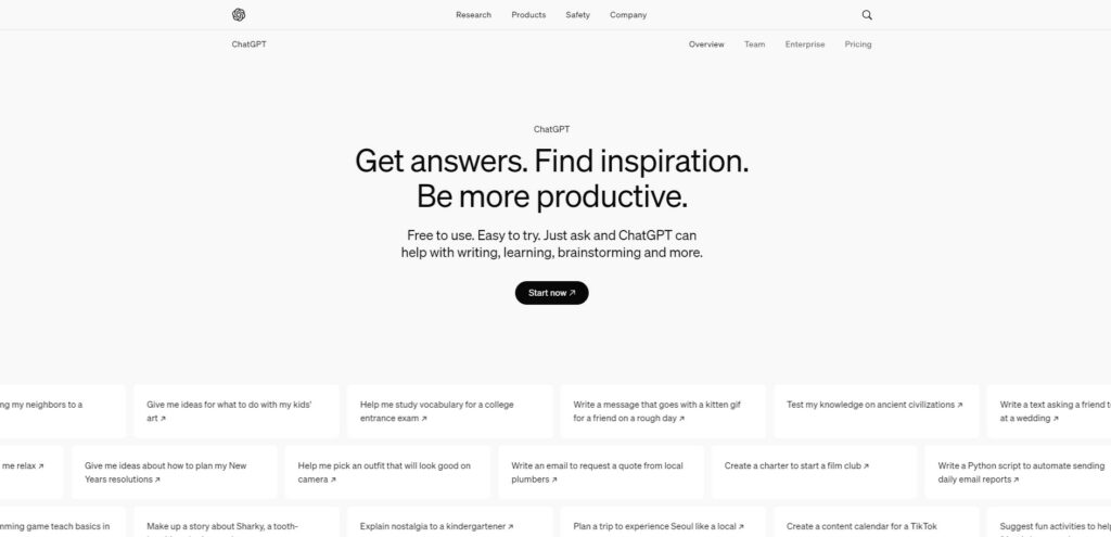 OpenAIのトップページ