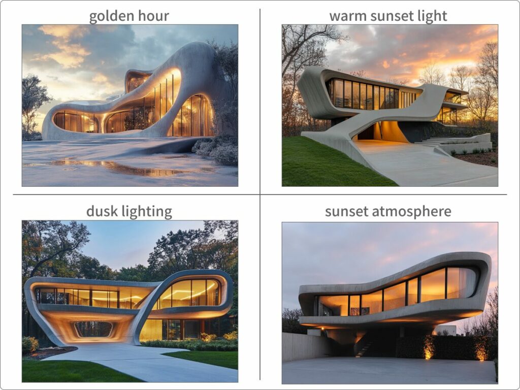 夕方に関するワードで生成した画像例