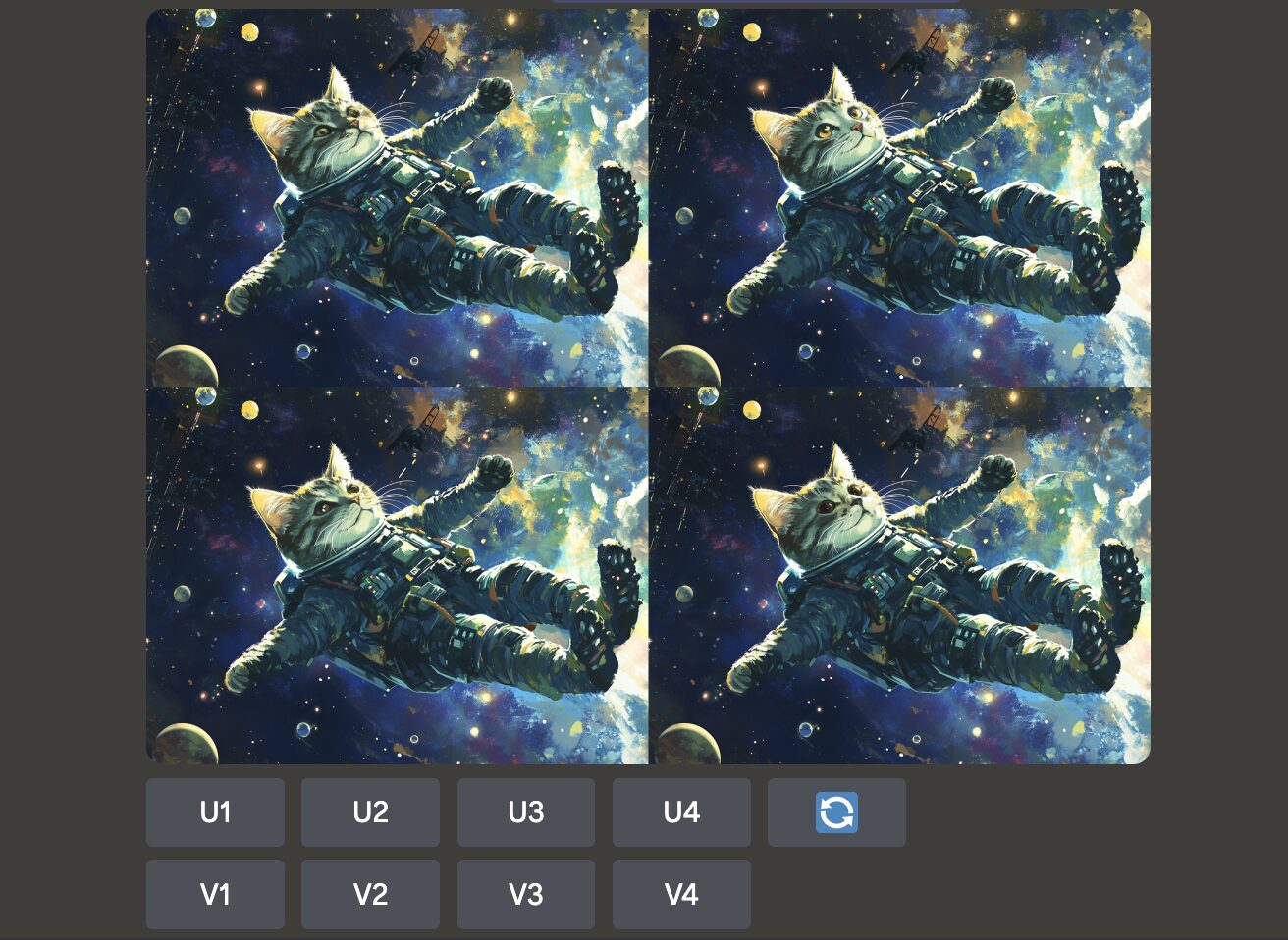 「Vary(Region)」で編集して出力された4つの画像