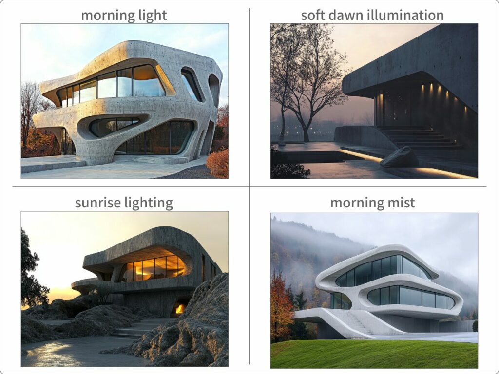 朝に関するワードで生成した画像例