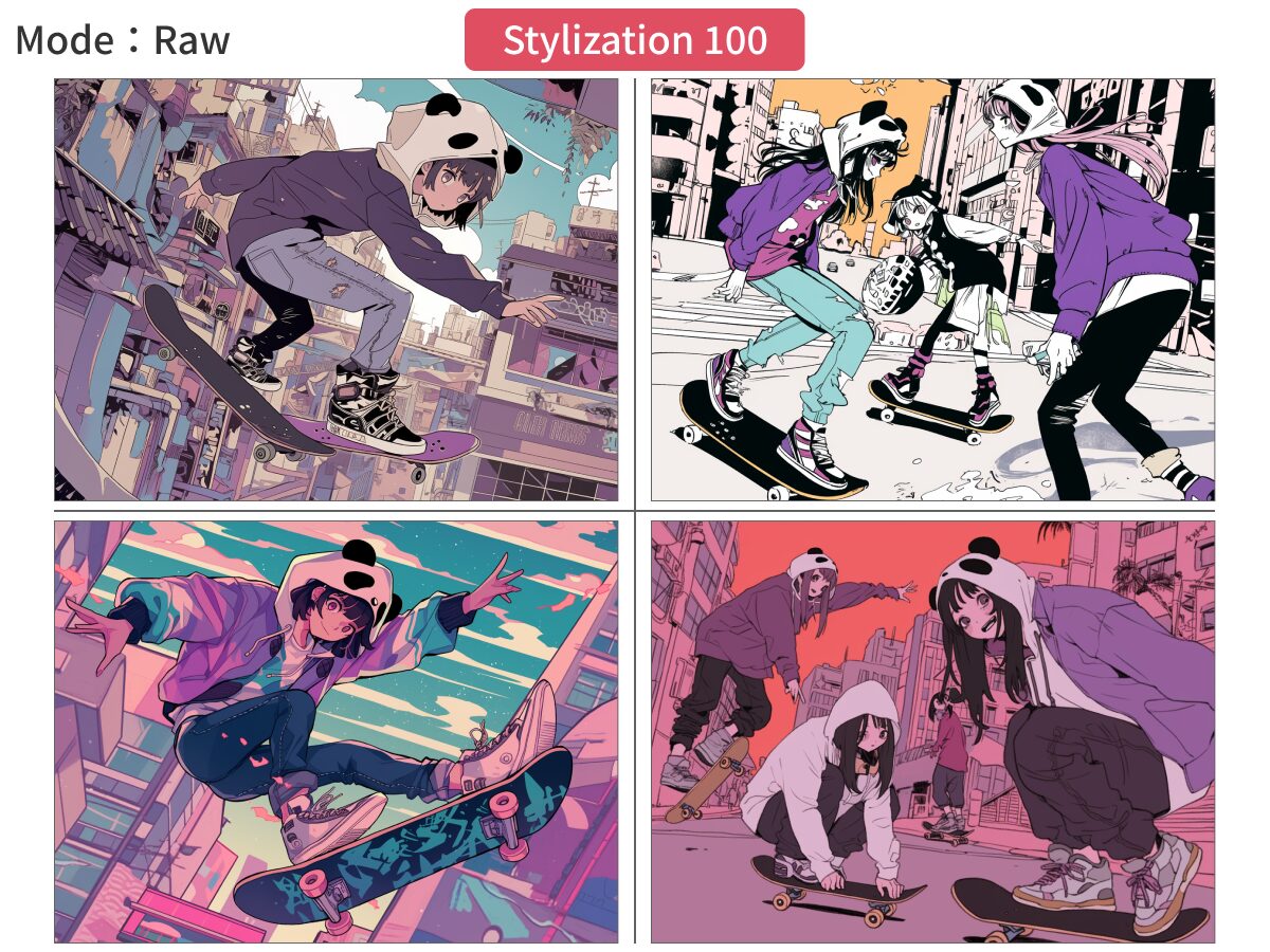 「Mode:Raw」・「Stylization 100」で描いたマンガスタイルの画像