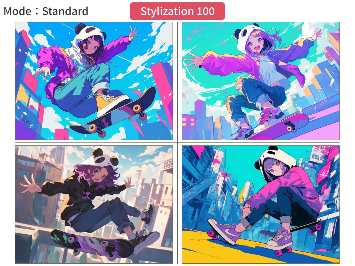 「Mode:Standard」・「Stylization 100」で描いたアニメスタイルの画像