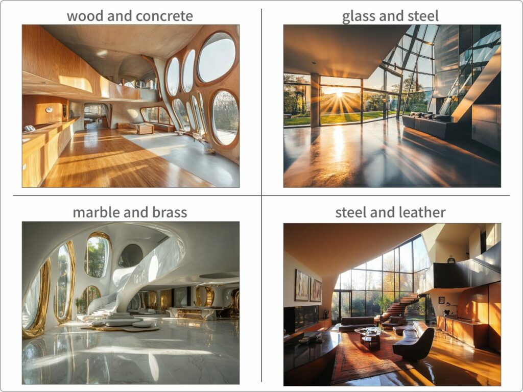 素材の組み合わせのワードで生成した画像例