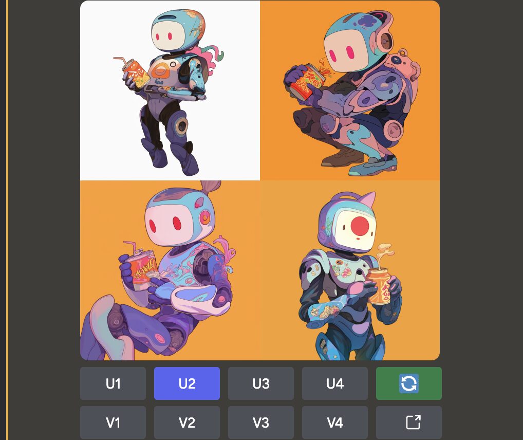 生成された画像の案(グリッド)から使用する画像を切り離す