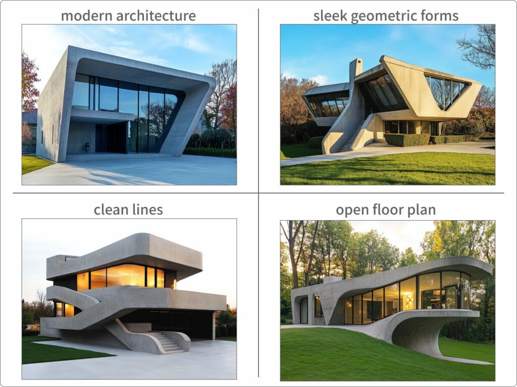 モダン建築のワードで生成した画像例