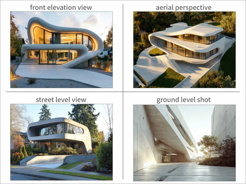 基本的な視点のワードで生成した画像例