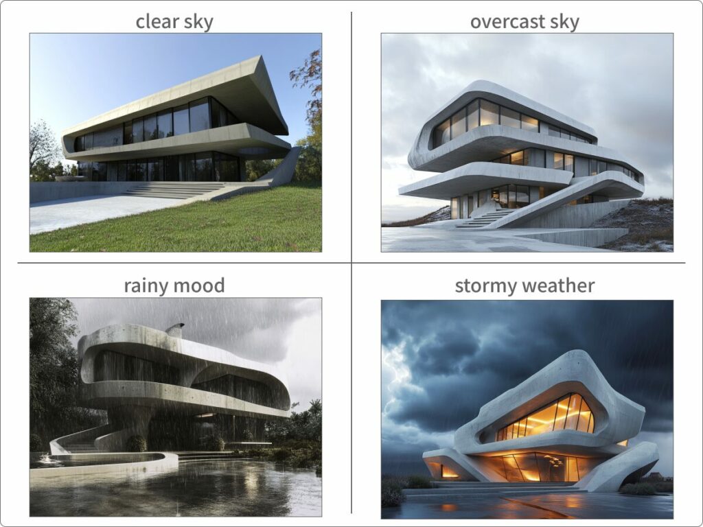 天候に関するワードで生成した画像例