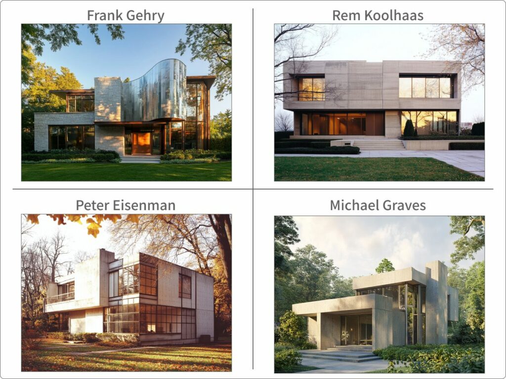 ポストモダニズムの建築家のワードで生成した画像例