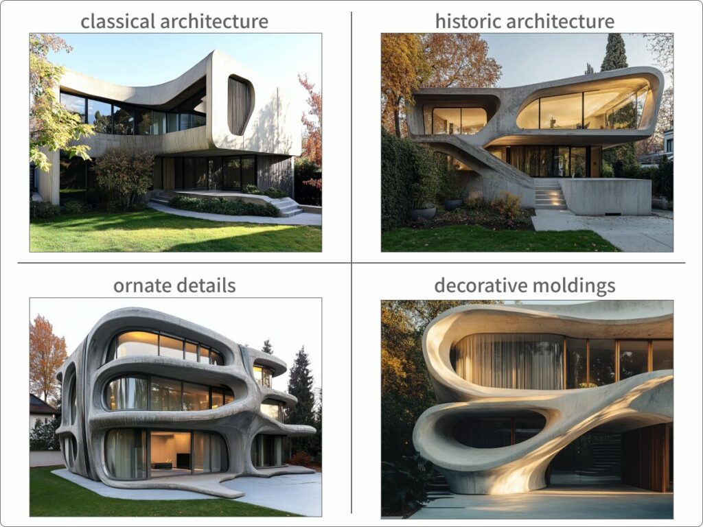 クラシカル建築のワードで生成した画像例