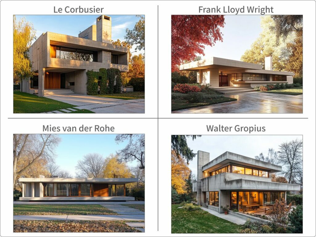 モダニズムの建築家のワードで生成した画像例