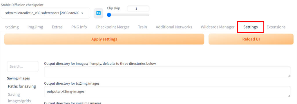 Settings(詳細設定)