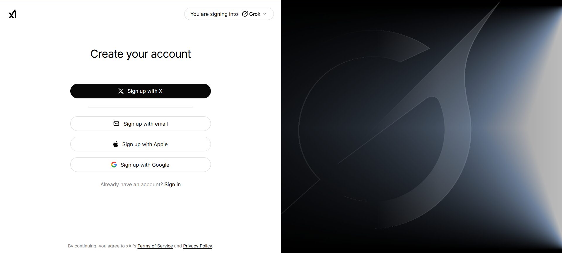 PCでGrokにログインする手順を示す画像