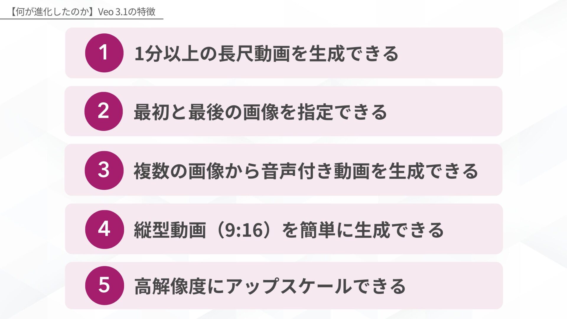 【何が進化したのか】Veo 3.1の特徴