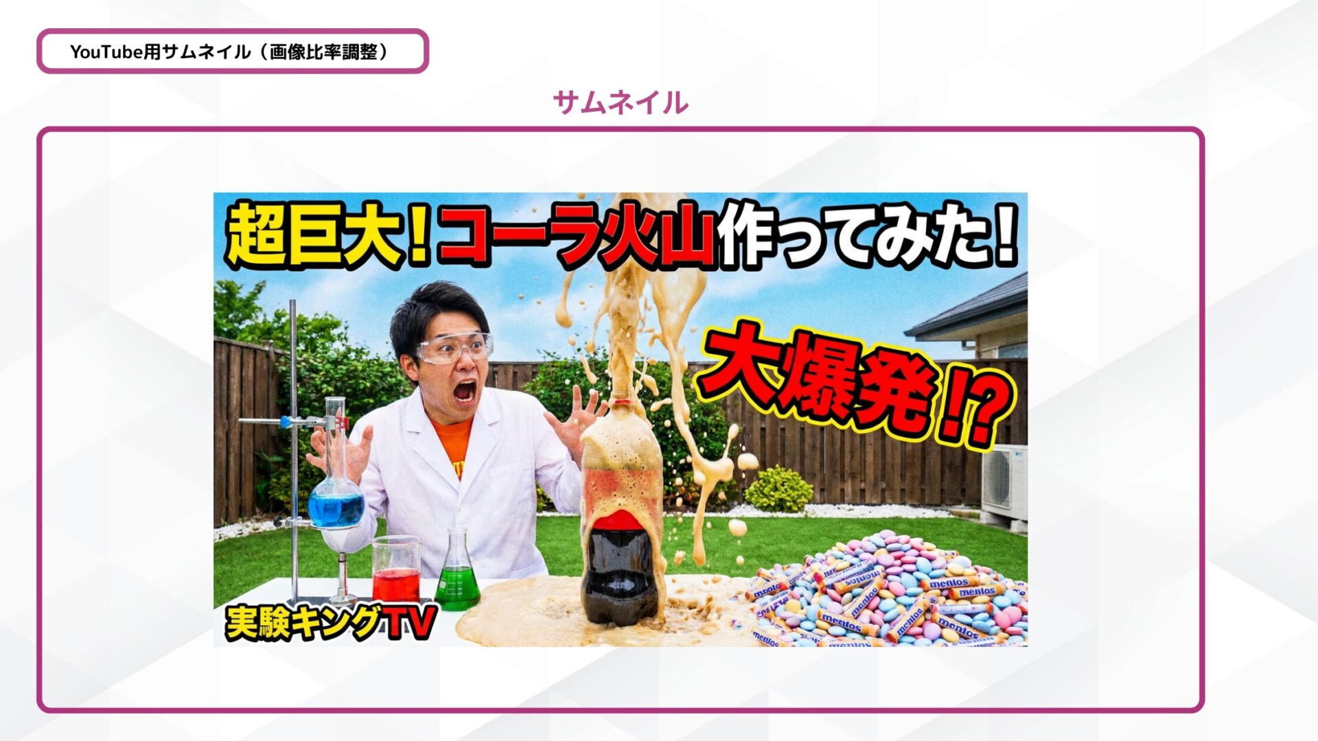 Nano Banana Proで生成した実験YouTuber向けYouTubeサムネイル画像