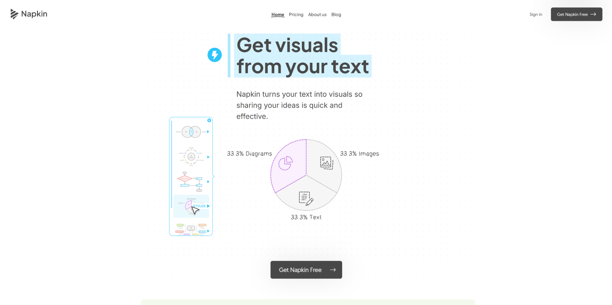 Napkin AIのトップ画面